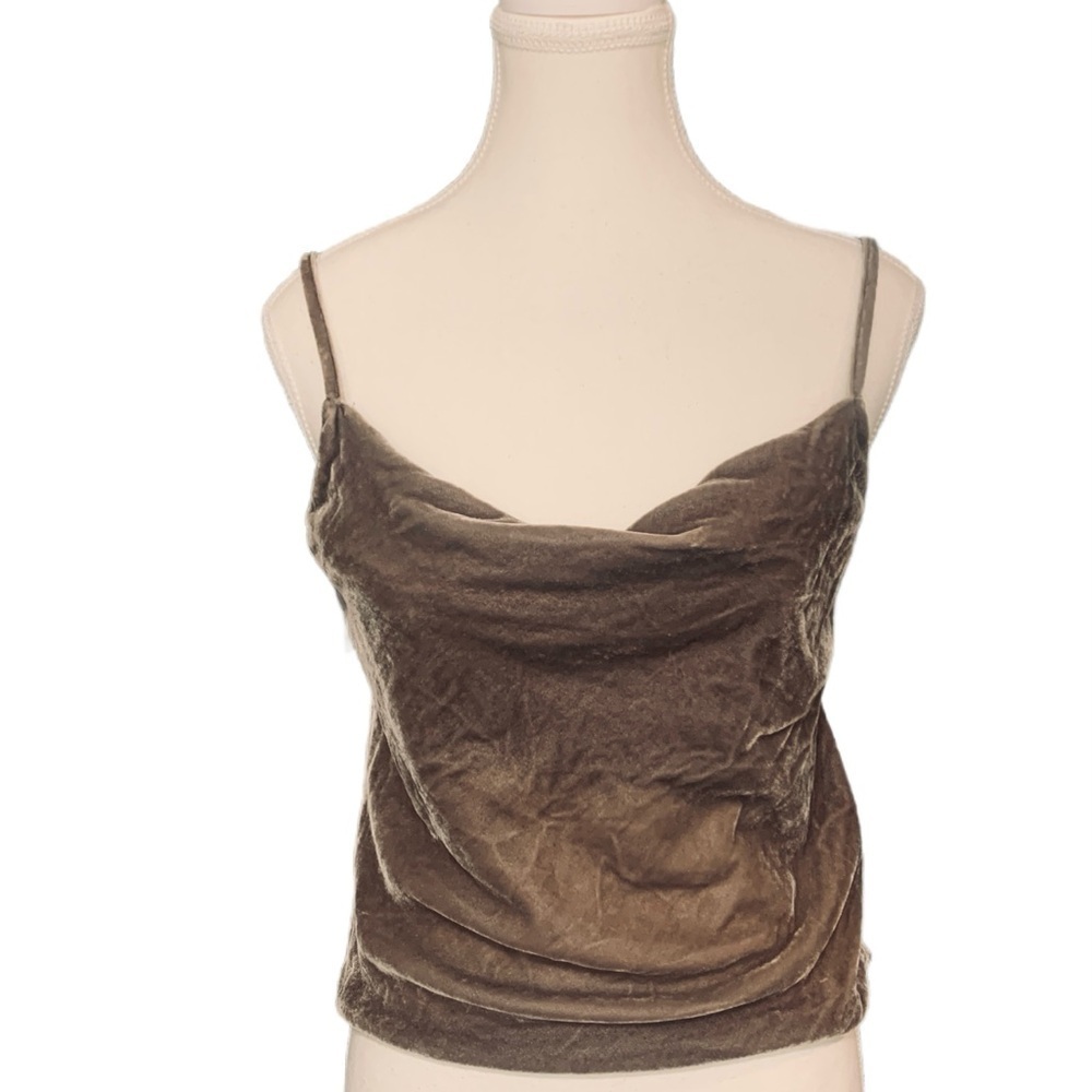 Banana Republic NWT Velvet Slip Skirt & Cowl Cami in Brown XS… - Picture 4 of 12